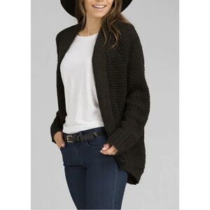 Prana Cider Cardigan in Black Sweater Size Large